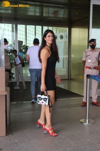 Actress Warina Hussain seen at Airport in a black dress