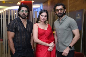 Weapon Press Meet attended by Vasanth Ravi, Tanya Hope, and Sathyaraj