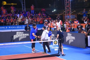 Bollywood actors Aamir Khan and Fazal Ali play a special match at the world pickleball league on February 1, 2025