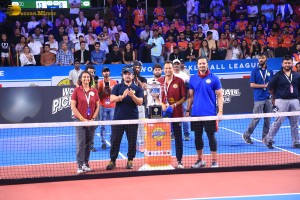 Bollywood actors Aamir Khan and Fazal Ali play a special match at the world pickleball league on February 1, 2025