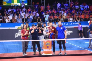 Bollywood actors Aamir Khan and Fazal Ali play a special match at the world pickleball league on February 1, 2025