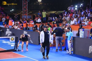 Bollywood actors Aamir Khan and Fazal Ali play a special match at the world pickleball league on February 1, 2025