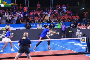 Bollywood actors Aamir Khan and Fazal Ali play a special match at the world pickleball league on February 1, 2025