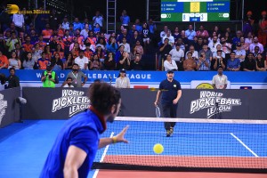 Bollywood actors Aamir Khan and Fazal Ali play a special match at the world pickleball league on February 1, 2025