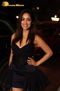 Yami Gautam in a black dress at the success party of the movie A Thursday