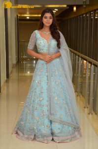 Telugu Actress Yamini Bhaskar in a blue lehenga choli dress