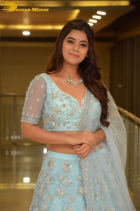 Telugu Actress Yamini Bhaskar in a blue lehenga choli dress