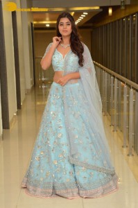 Telugu Actress Yamini Bhaskar in a blue lehenga choli dress