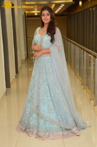 Telugu Actress Yamini Bhaskar in a blue lehenga choli dress