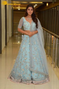 Telugu Actress Yamini Bhaskar in a blue lehenga choli dress