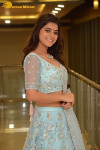 Telugu Actress Yamini Bhaskar in a blue lehenga choli dress