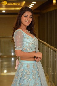 Telugu Actress Yamini Bhaskar in a blue lehenga choli dress