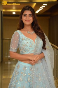 Telugu Actress Yamini Bhaskar in a blue lehenga choli dress
