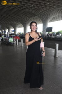 actress Yamini Malhotra in a noodle strap black dress