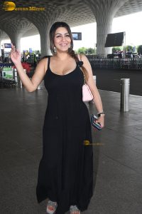 actress Yamini Malhotra in a noodle strap black dress
