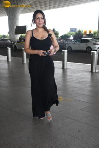 actress Yamini Malhotra in a noodle strap black dress