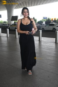 actress Yamini Malhotra in a noodle strap black dress