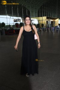 actress Yamini Malhotra in a noodle strap black dress